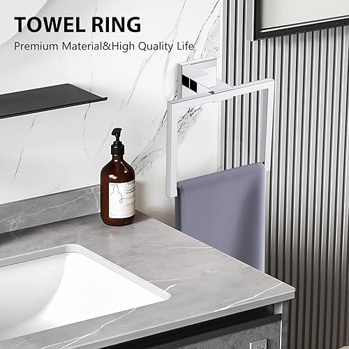 Miniatura 3 de YACVCL Juego de 5 accesorios de baño de 23.6 pulgadas, juego de toallero moderno, juego de toallero de acero inoxidable montado en la pared (cromo