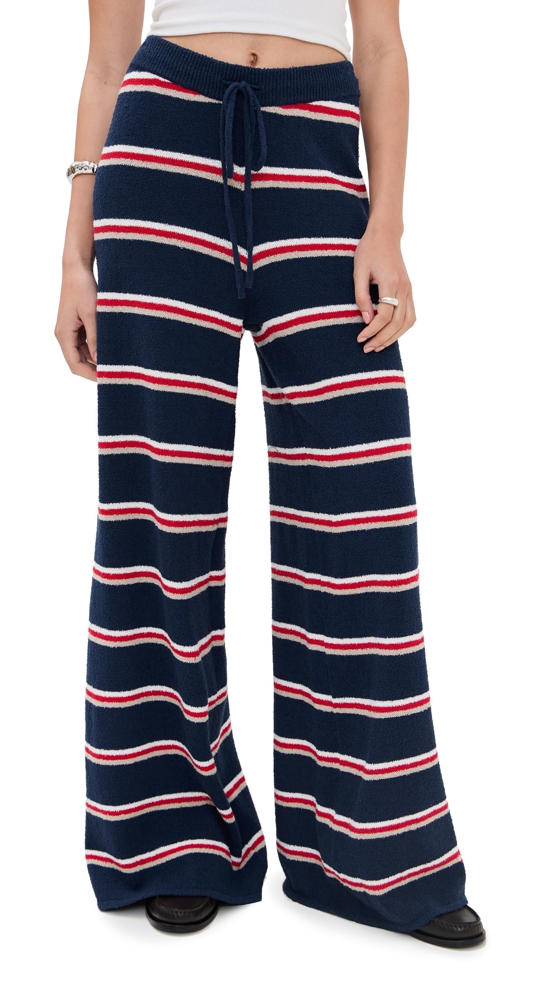 LE BOP Womens Striped Wide Leg Pants