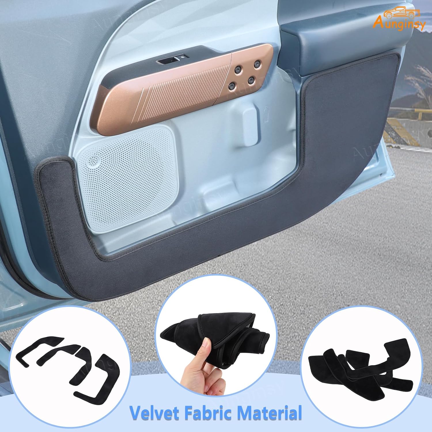 Aunginsy Car Door Anti Kick Pads Compatible with Ford Maverick 2022-2026, 4PCS Inner Front Rear Doors Panel Kick Guards Protector Cover Velour Mat from Scratches,Footprints,Dirty Collision Accessories