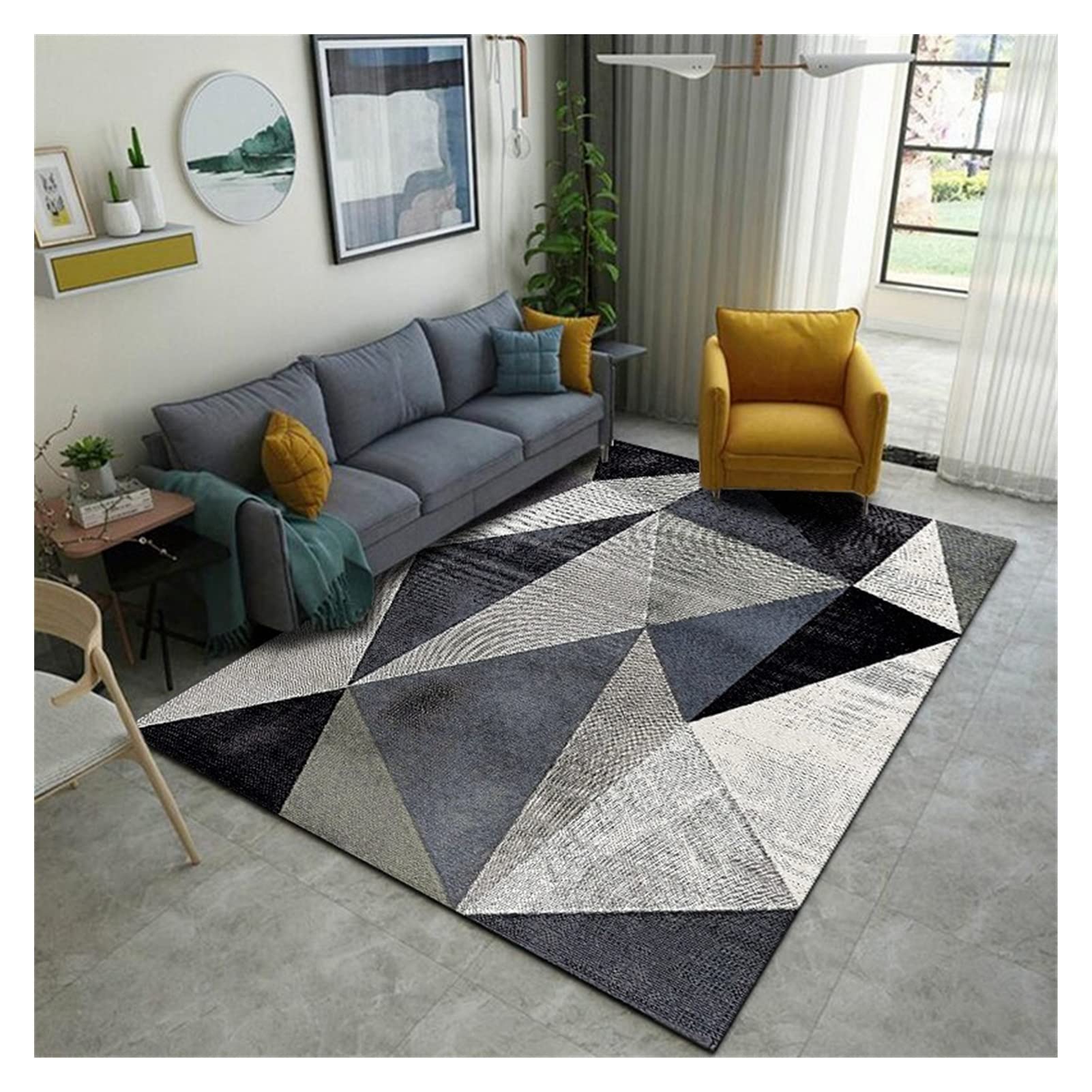 Teppich Wohnzimmer Teppich Waschbar Schlafzimmer Großflächige Teppiche Moderner Druck Bodenteppich Teppichen für Kinderzimmer(Dark Grey,80x120cm)