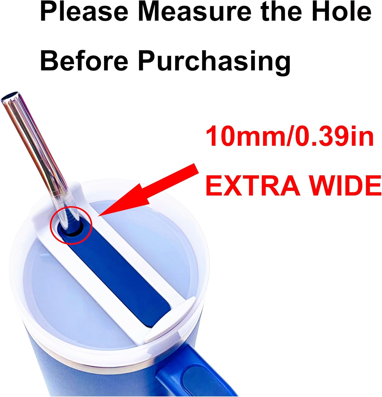 10mm Extra Wide Metal Straw for Stanley Quencher 64 40 oz Tumbler | 4 Pack 12.5'' Long Bent Stainless Steel Straws Replacement Plastic Straws for Stanley Cup | Included Cleaning Brush