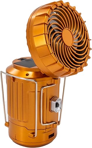 Miniatura 7 de Luz y ventilador alimentados por linterna solar 6 en 1 lámpara de camping recargable portátil con ventilador estación de carga y batería de respaldo