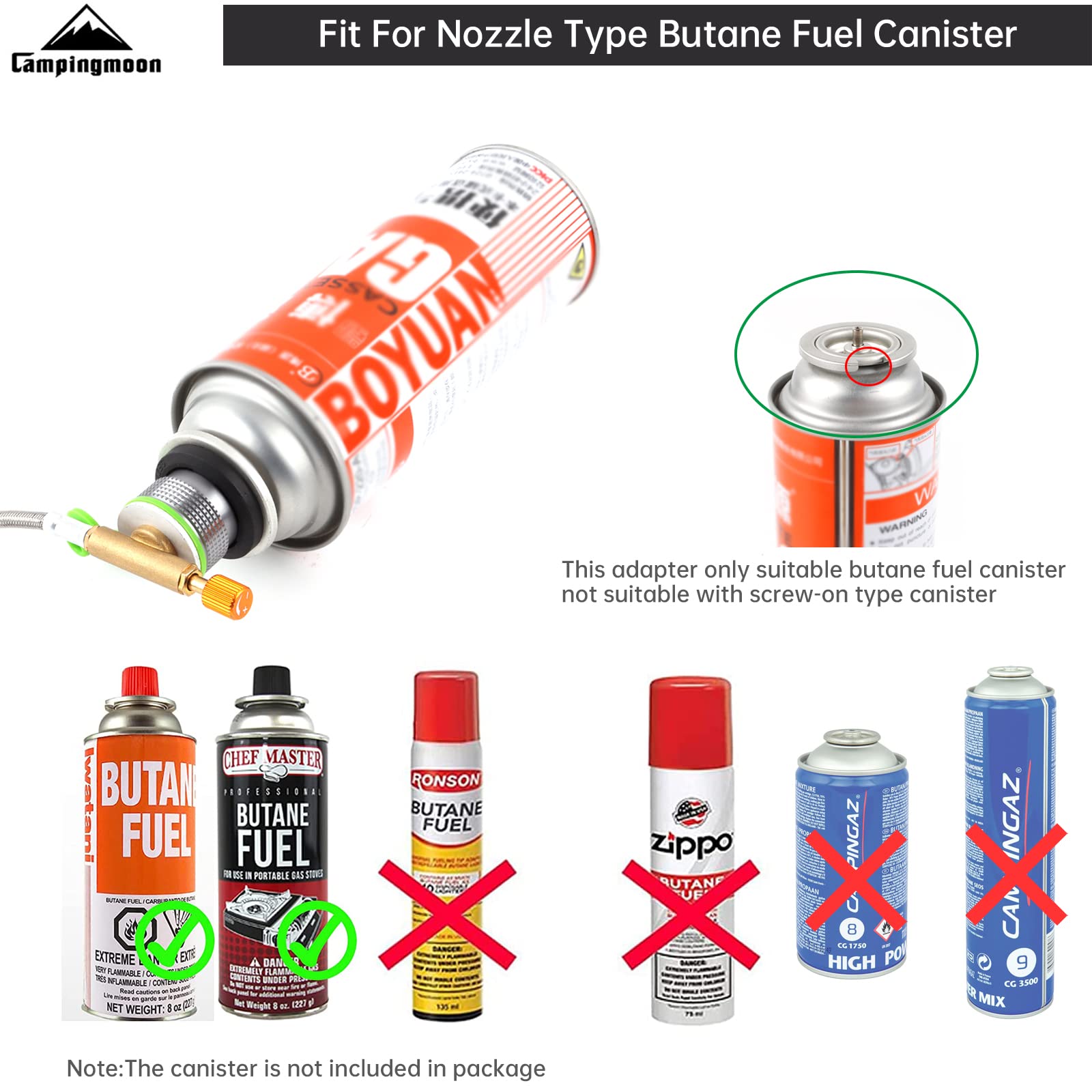 Adaptateur Réchaud Camping Métal - Convertisseur Gaz Butane Pour Bidon Long M9US - 4,4x3 Cm