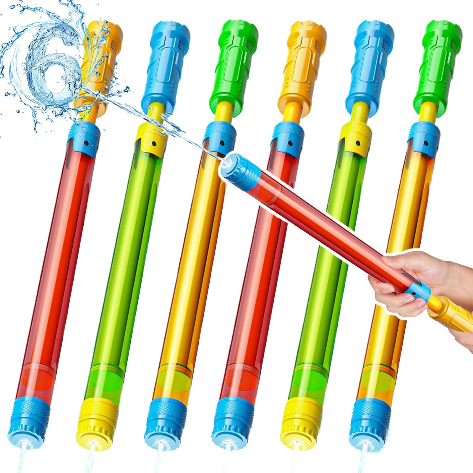 Children's Water Gun, Water Sprayer Water Spray Gun, Children's Spray Gun, Water Gun with Long Range, Water Gun Set, Water Toy for Pool, Beach, Outdoor, Garden (Set of 6)