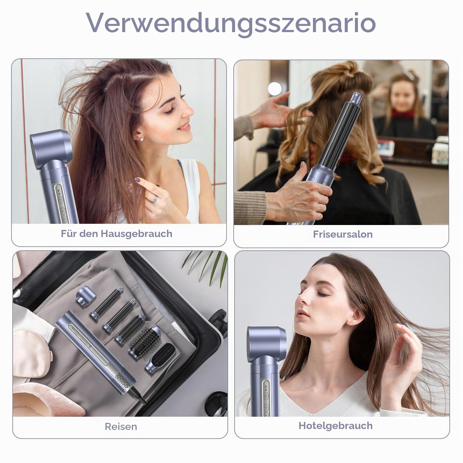 Hairstyler Set, Warmluftbürste Set, 6 in 1 Air styler, Haarstyler mit Lockenstab, 110000 RPM, Negativ Ionen Stylingbürsten, Steuerung von Kalt- und Warmluft, Geräuscharm