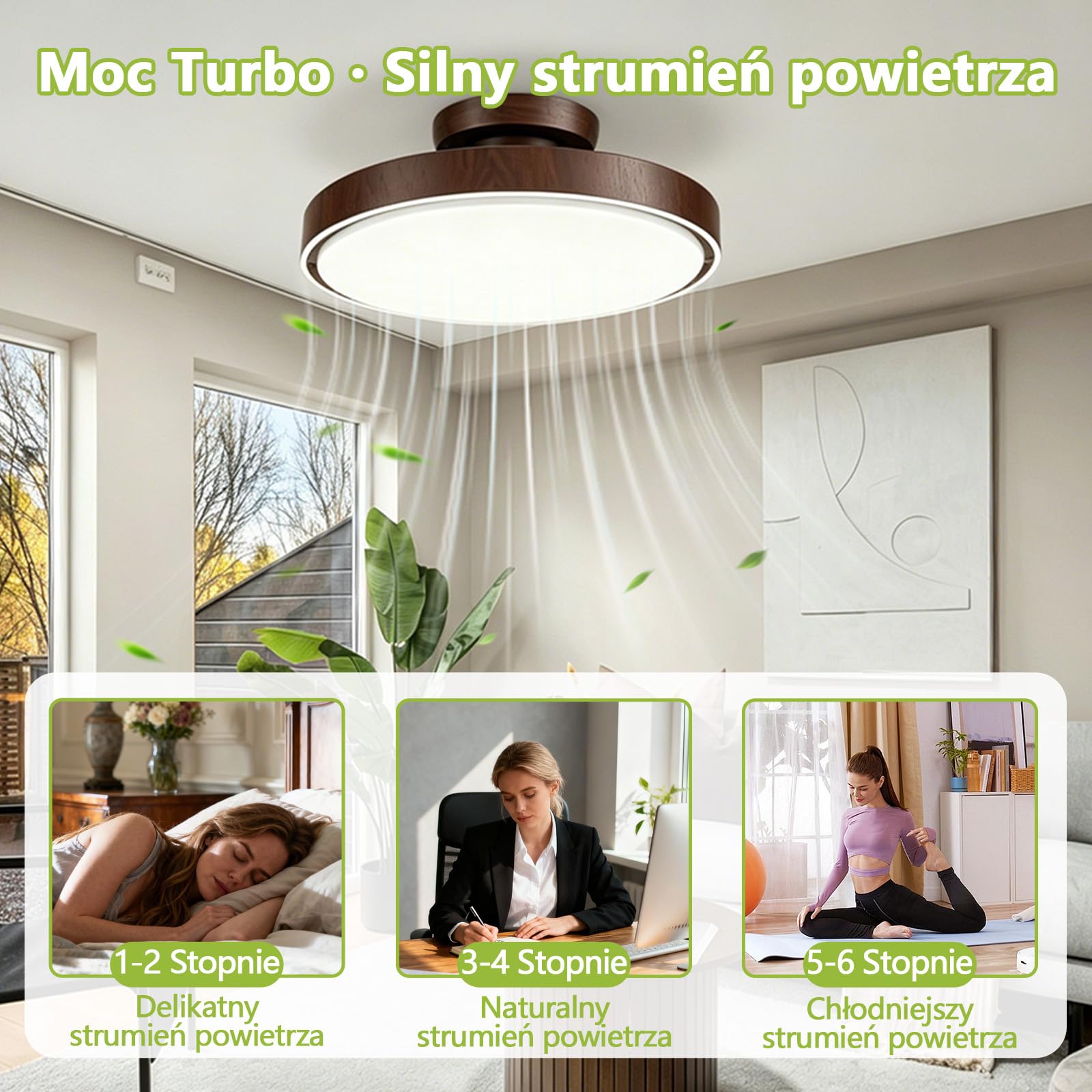 Wentylator Sufitowy z Oświetleniem i Pilotem Zdalnego Sterowania 56W CCT 6 Prędkości Wiatru Ściemniania Obrotowy Lampa sufitowa z wentylatorem LED i Funkcją Timera Pamięci