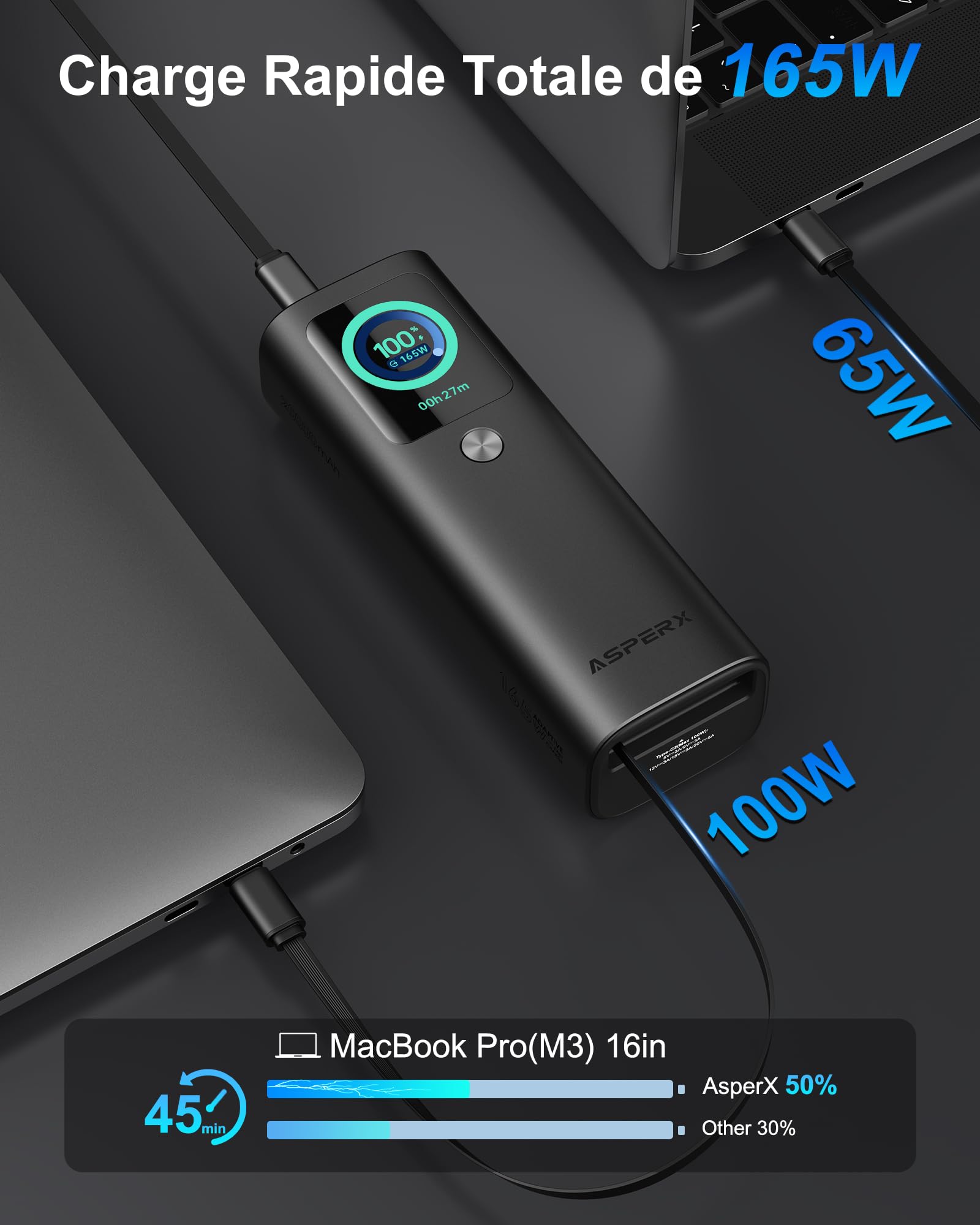 100W 20000mAh Batterie Externe pour Ordinateur Portable iPhone