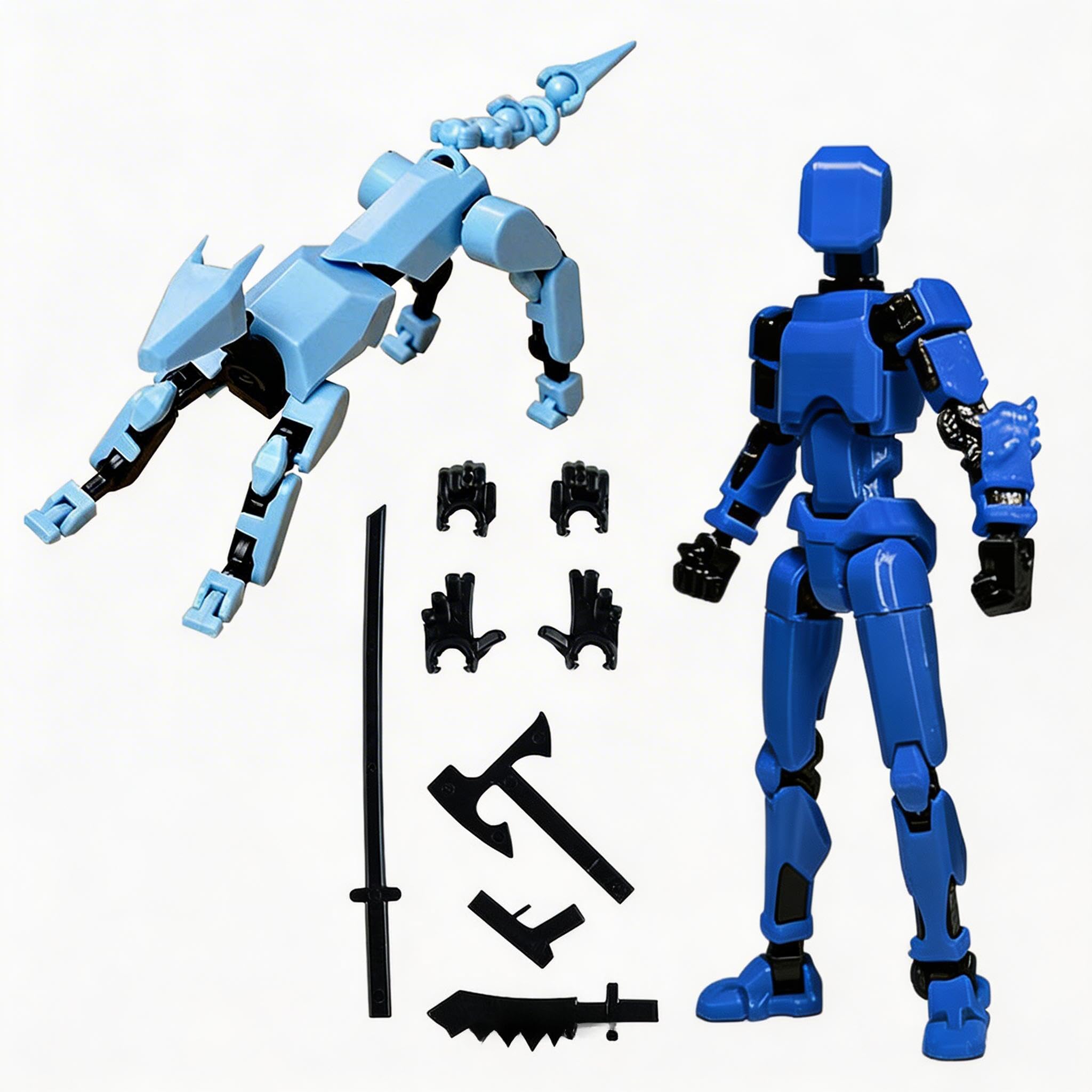 2pcs T13 Action Figure Robot Activity Model Dog with Articulars Multi-Jointed Movable Robot 3D Printed Mannequin Dummy 13 Animal 3D Printed DIY Model Lucky 13 Titan 13 desktop decoration (blue-blue)