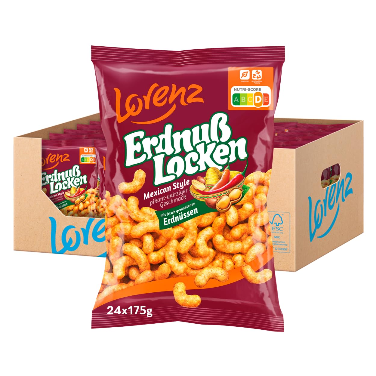 LORENZ | ErdnußLocken Mexican | 24 x 175 g | vegetarisch
