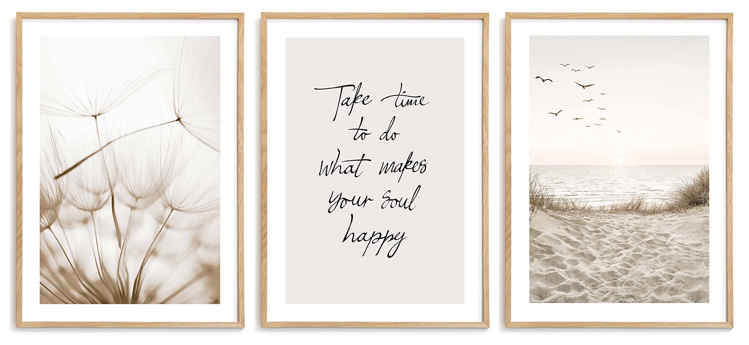 “Beige Nature” Set - Wall Art - 3x Poster Set (each 50x70 cm) - Posters with beautiful Prints - Wall Decor - Motivational Posters