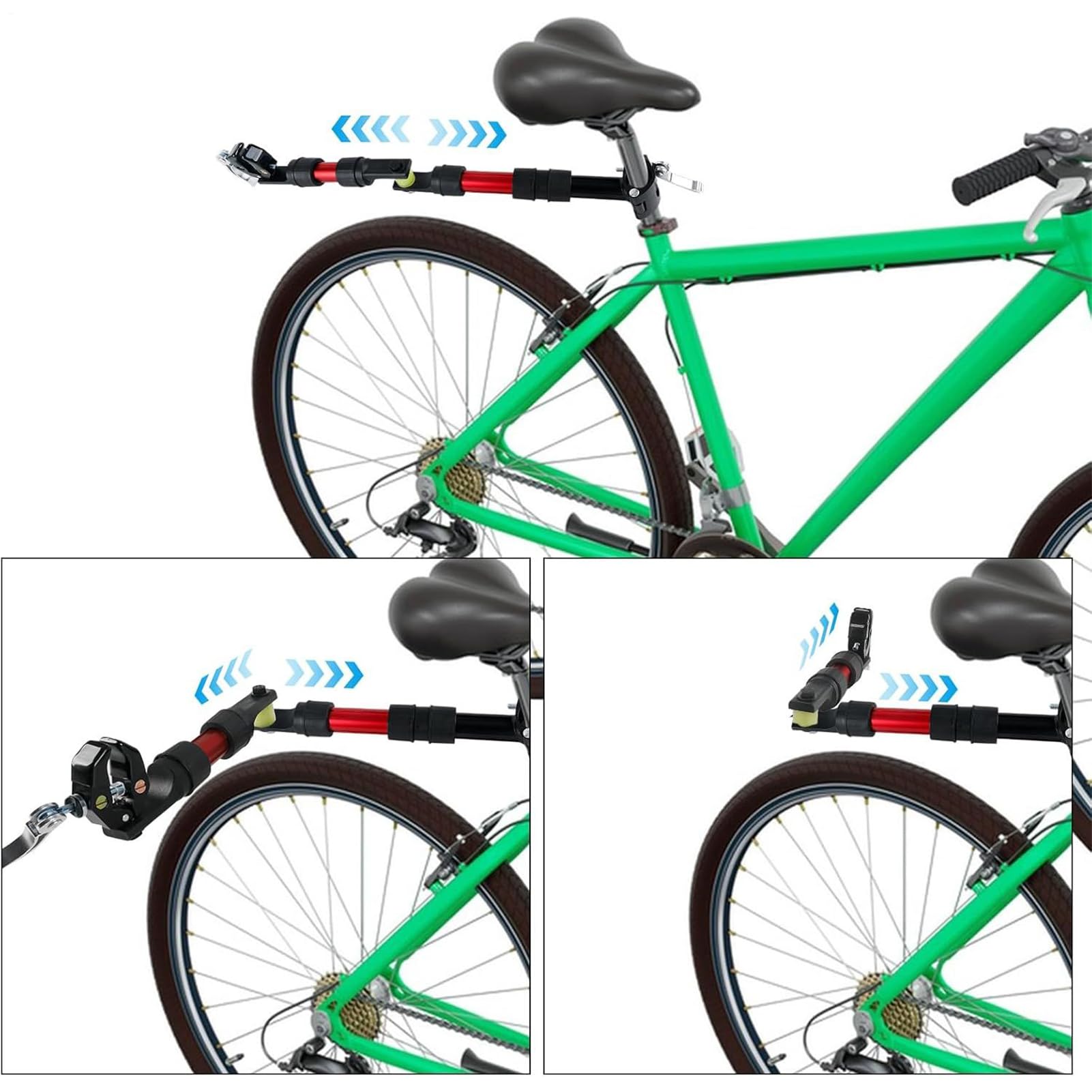 Connettore per gancio di traino per bicicletta, accoppiatore per rimorchio da 50 cm, rotazione di 270 gradi, per portapacchi posteriore in lega, per pendolari all'aperto, trasporto