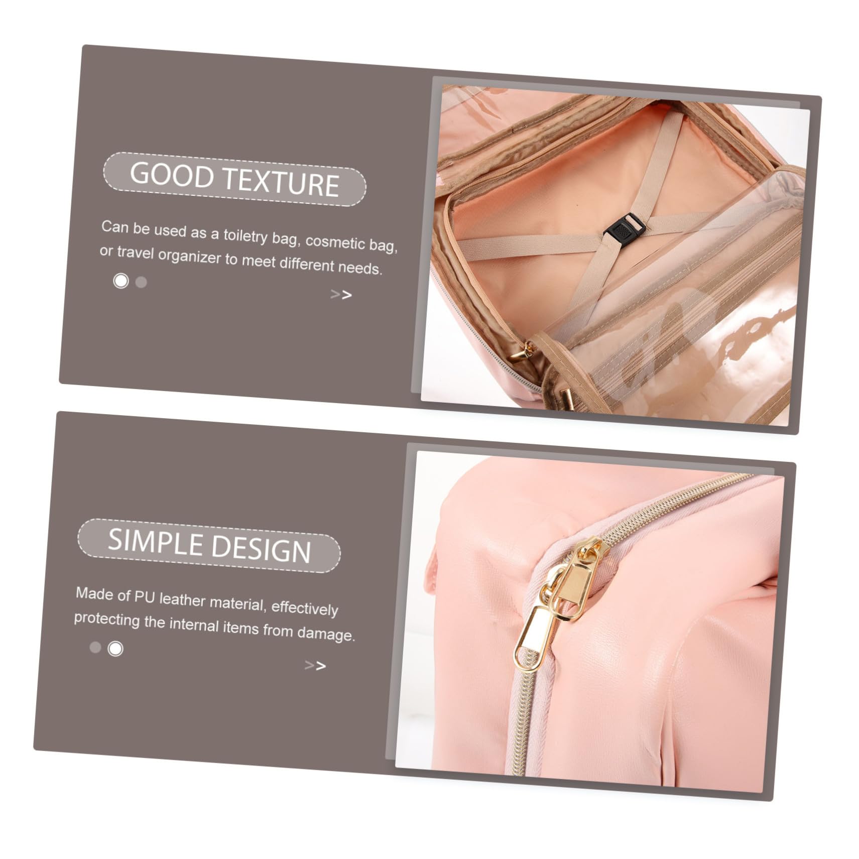 Borsa da Viaggio per Cosmetici Organizer Cubo Borsa da Viaggio per Articoli da Toeletta Appesa in Similpelle Pu Numerose Tasche e Scomparti Design Multifunzionale Facile Trasporto