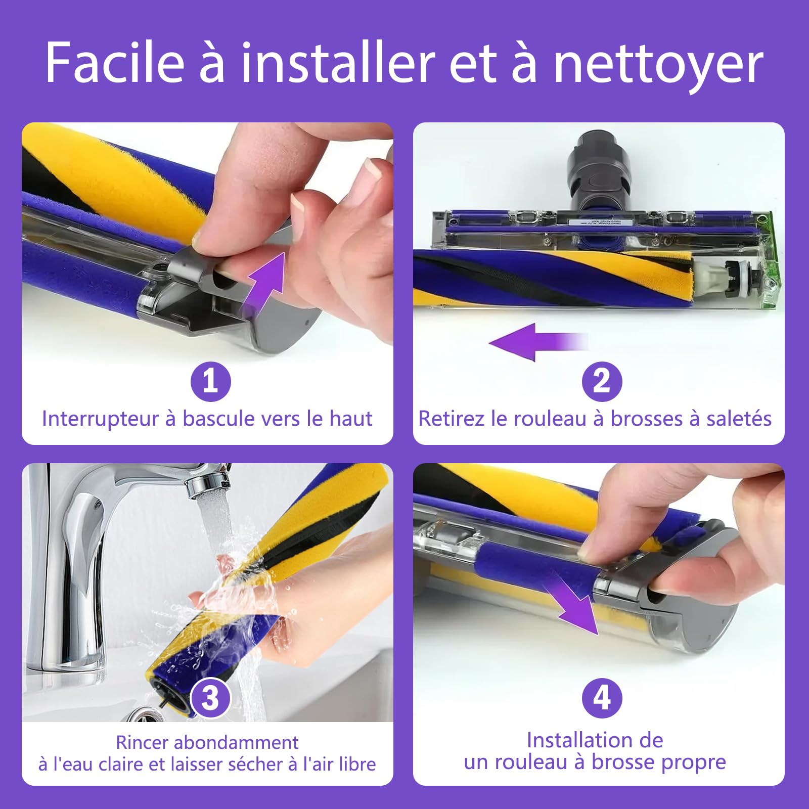 V15 Floor Brush Replacement, for Dyson V15 V11 V10 V8 V7 Accessories, LED Illuminated Brush with Green Light Anti-Tangle Floor Nozzle for Hard Floors, Accessories for Dyson Replacement