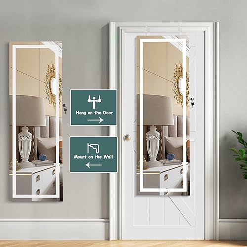 Miniatura 3 de NAFORT Armario de joyerÃ­a con espejo LED de longitud completa, armario de joyerÃ­a con cerradura con espejo, espejo de joyerÃ­a montado en la