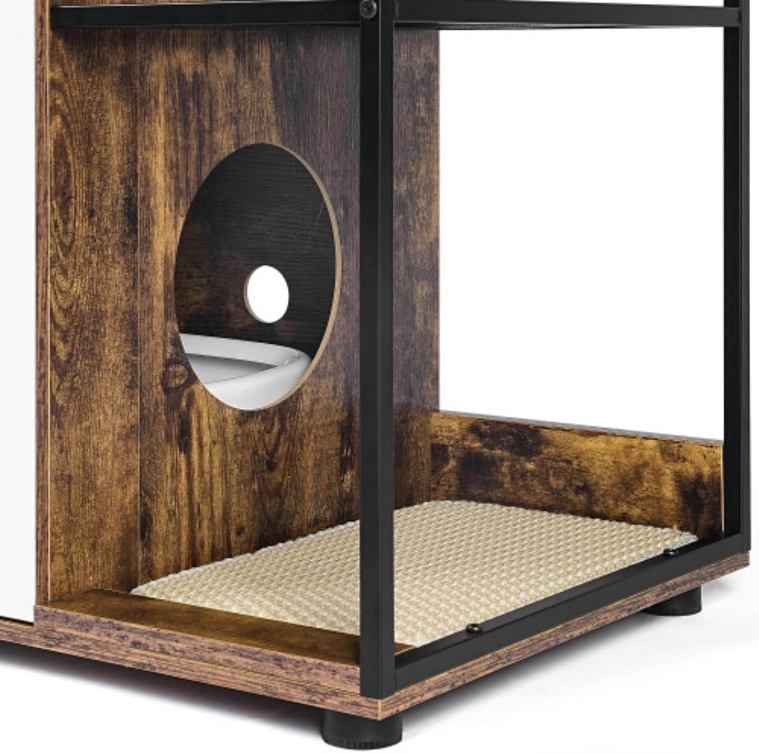 Cat Litter Box Enclosed Litter Box, Side Table Cat Litter Box Furniture Cat Litter Box Fence for 2 Cats Cat Furniture Cabinet, Rustic Brown