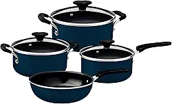 Jogo de Panelas Tramontina Tunis em Alumínio com Revestimento Interno Cerâmico e Externo Siliconado Azul Mediterrâneo 4 Peças
