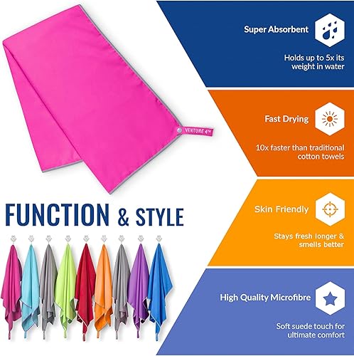 Vista 57 de VENTURE 4TH Toalla de viaje de secado rápido – Toallas de microfibra ultra suaves de secado rápido – esencial para camping, mochilero, yoga