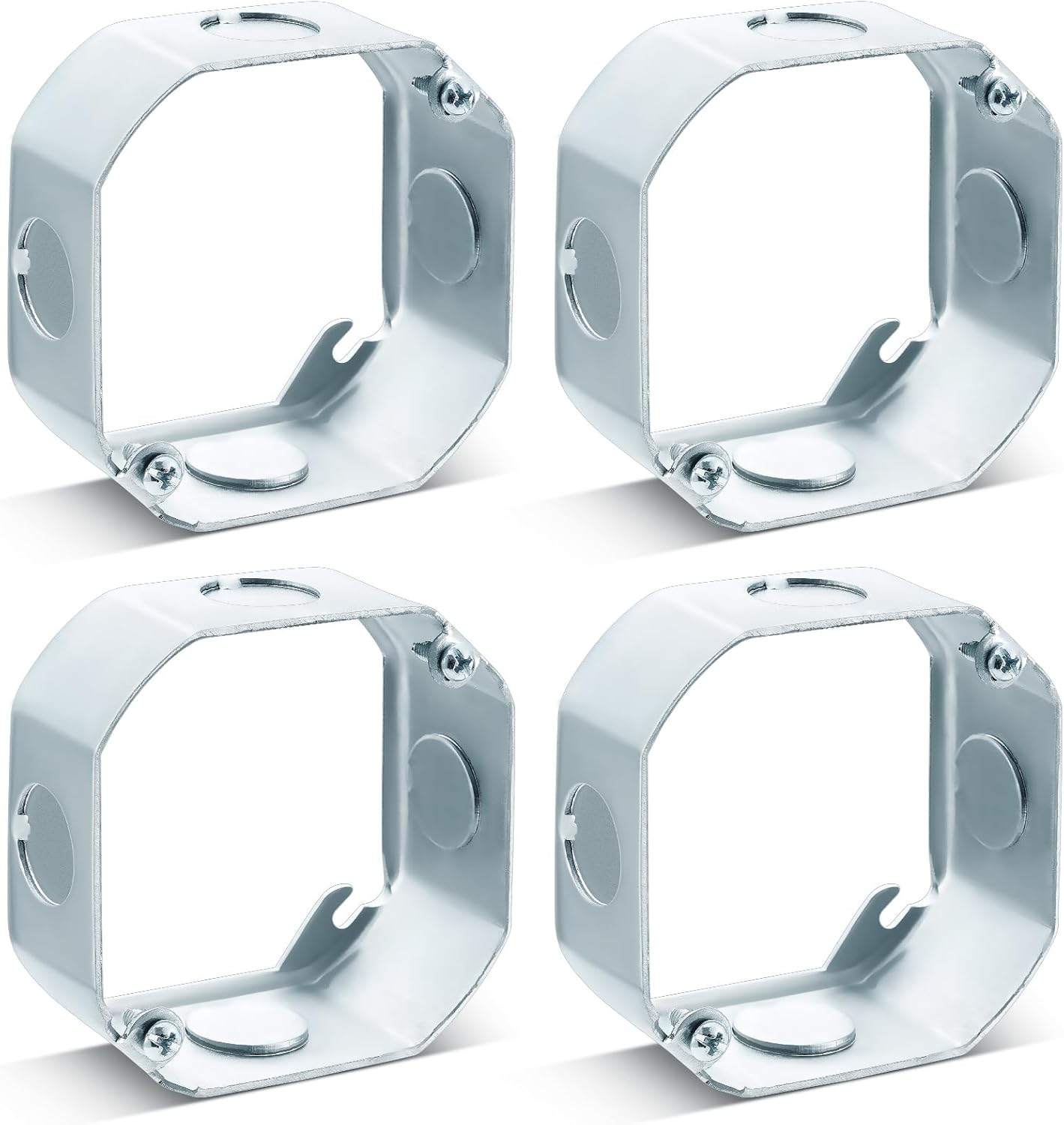 Copkim 4 Pcs 4 Inch Octagon Extension Ring Ceiling Outlet Box 1-1/2-Inch Deep Round Electrical Junction Box Extender Deep Steel 15.5 Cu. in. Capacity