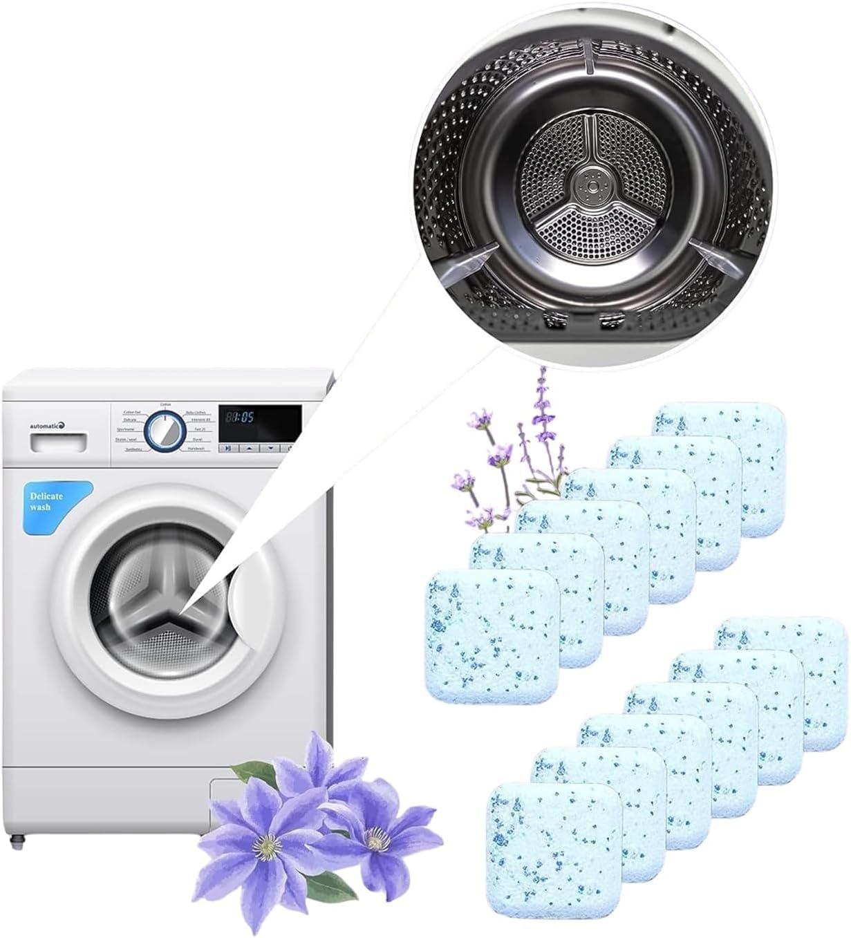 (PACK OF 36) Lavender Flavour Washing Machine Descaler | Washing Machine Cleaning Tablet | Drum Cleaning Tablet | Washing Machine Cleaner Tablet