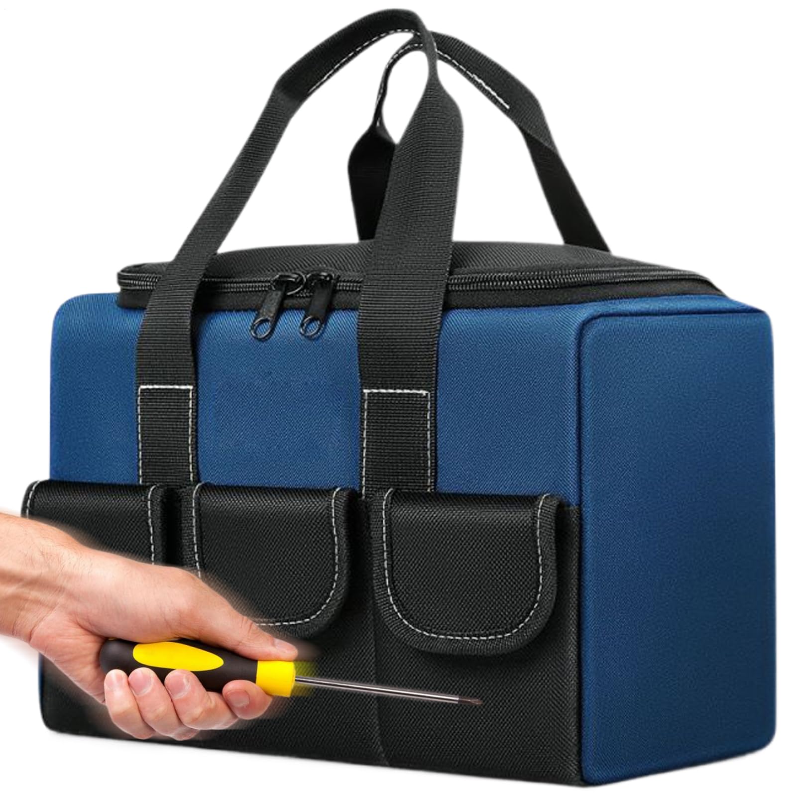 Sac de rangement outils imperméable en tissu Oxford épais noir avec fermeture éclair robuste
