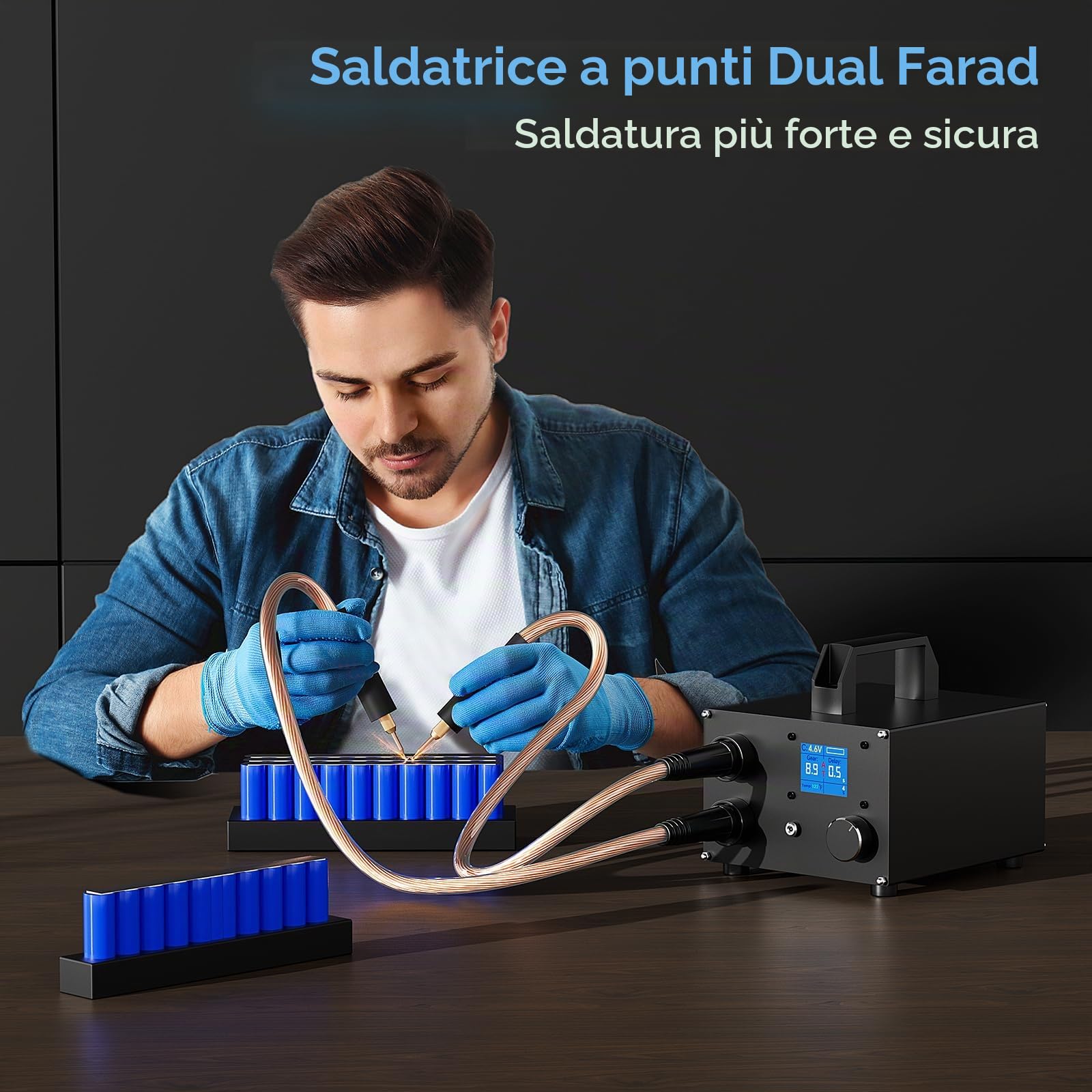 SEESII Saldatrice a punti con condensatore - SE-223 Saldatrici a punti per batterie con condensatore 3000 F 250 velocità regolabili, saldatrice a punti con LCD da 4,57 cm per nastro di nichel da 0,1