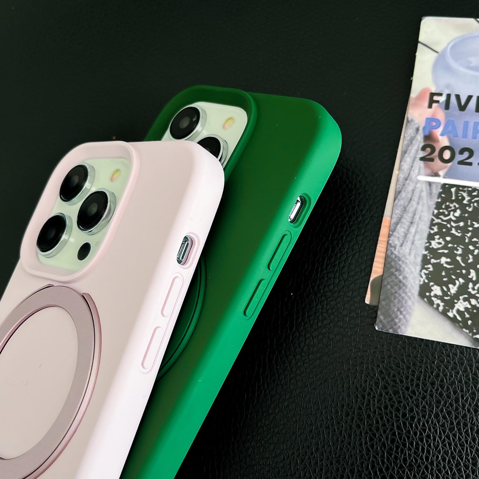 LXURY Custodia Silicone per iPhone 15 PRO Max/15 Pro/15 Plus/15, Magnetica Cavalletto 2 in 1 Caso con Lens Protezione Vera Silicone Liquido Copertura,Bianca,15 Plus''