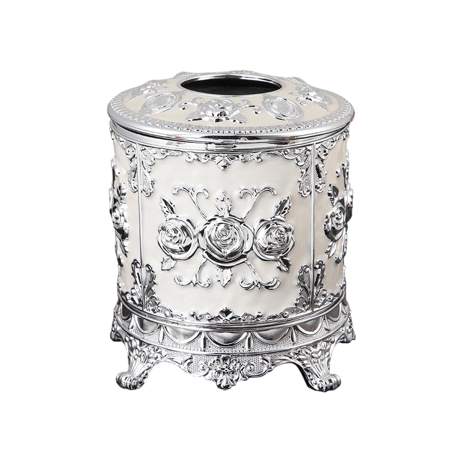 HZBB Decorative Enameled Rose Motifs Tissue Dispenser Organiser for Efficient Home Kitchen Bathroom Storage European Rose Tissue Holder