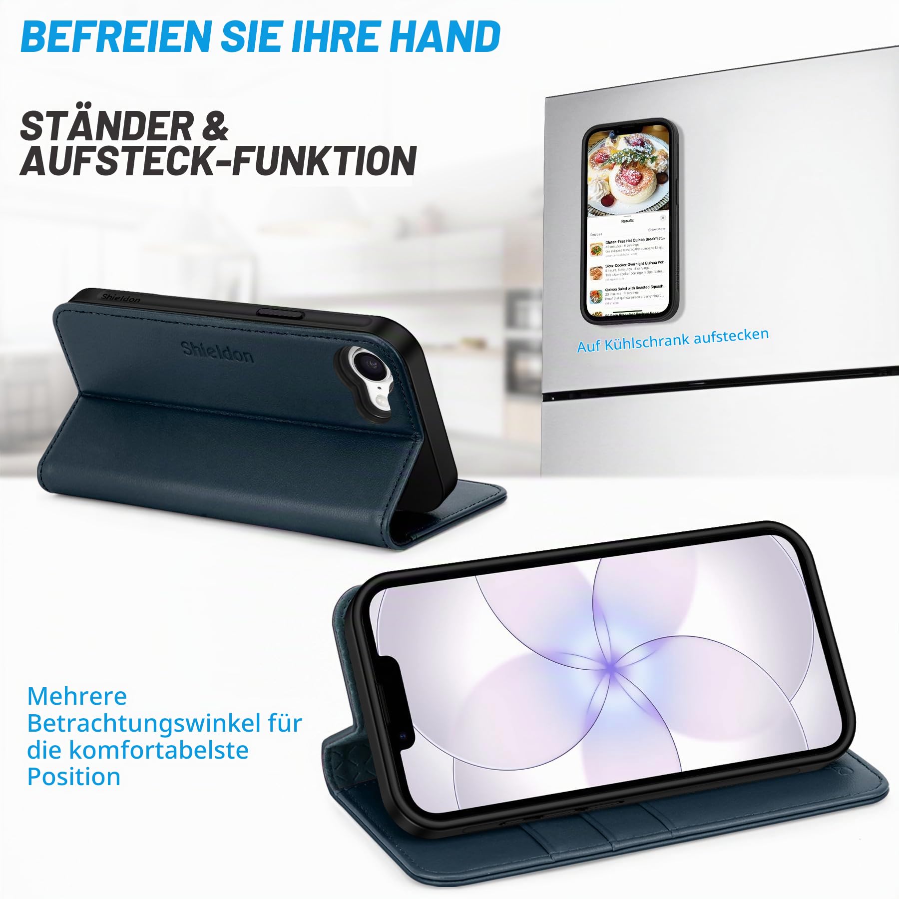 SHIELDON Abnehmbare Hülle für iPhone 17e/iPhone 16e 6,1", Marineblau