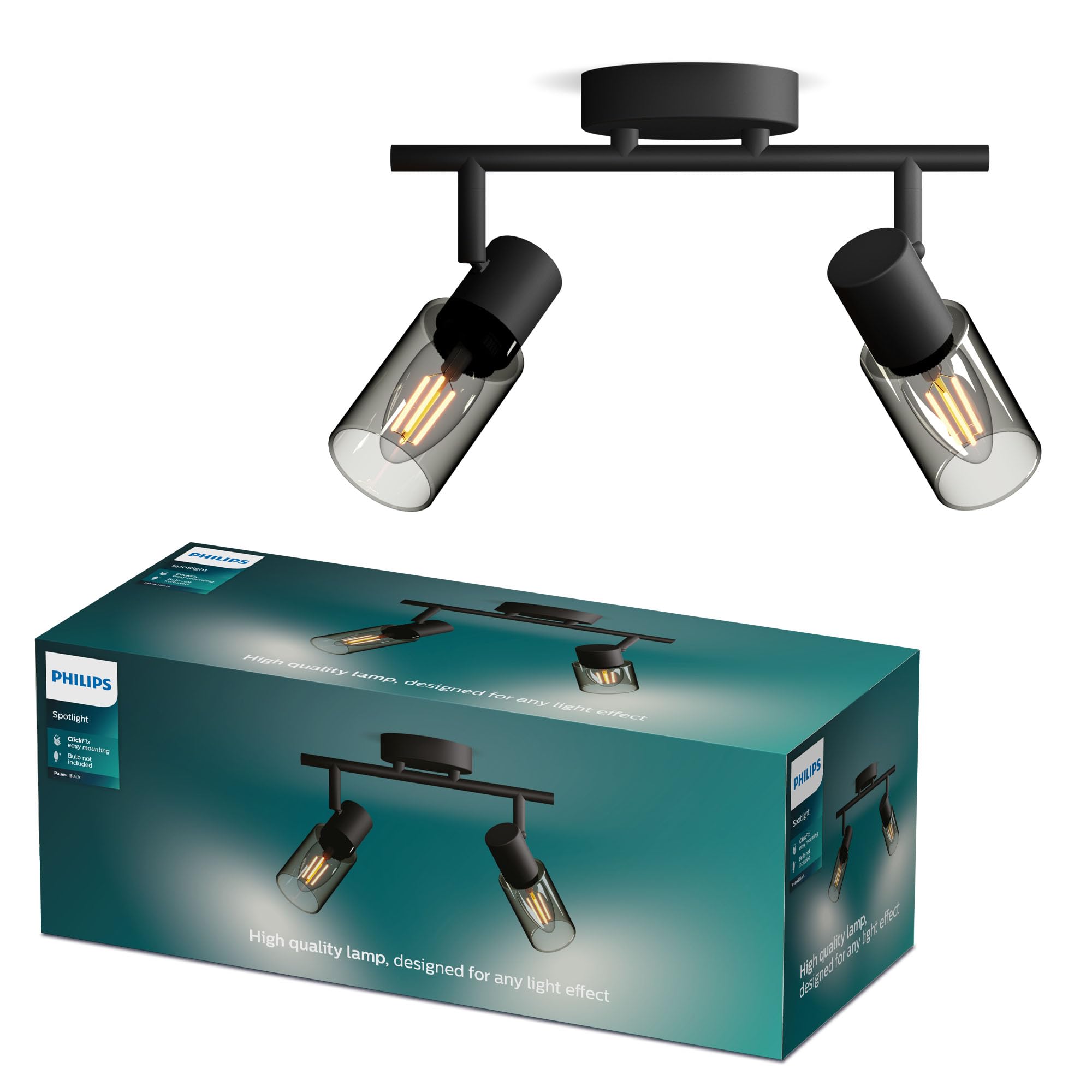 Philips PHILIPS Palms Spot 2-Head, E14 not Included, Black, IP20