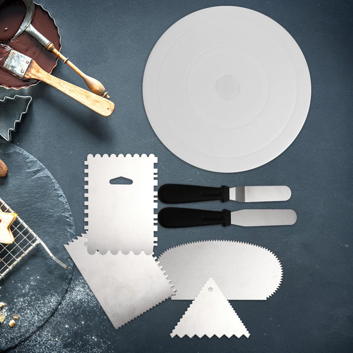 Cabilock Kit de 7 Herramientas para Decorar Pasteles Plato Giratorio