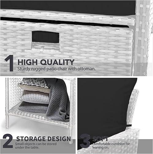 Vista 5 de LEVELEVE Balcony Furniture - Juego de 5 piezas para conversación de patio, mimbre de polietileno, sillas de salón al aire libre con cojines suaves