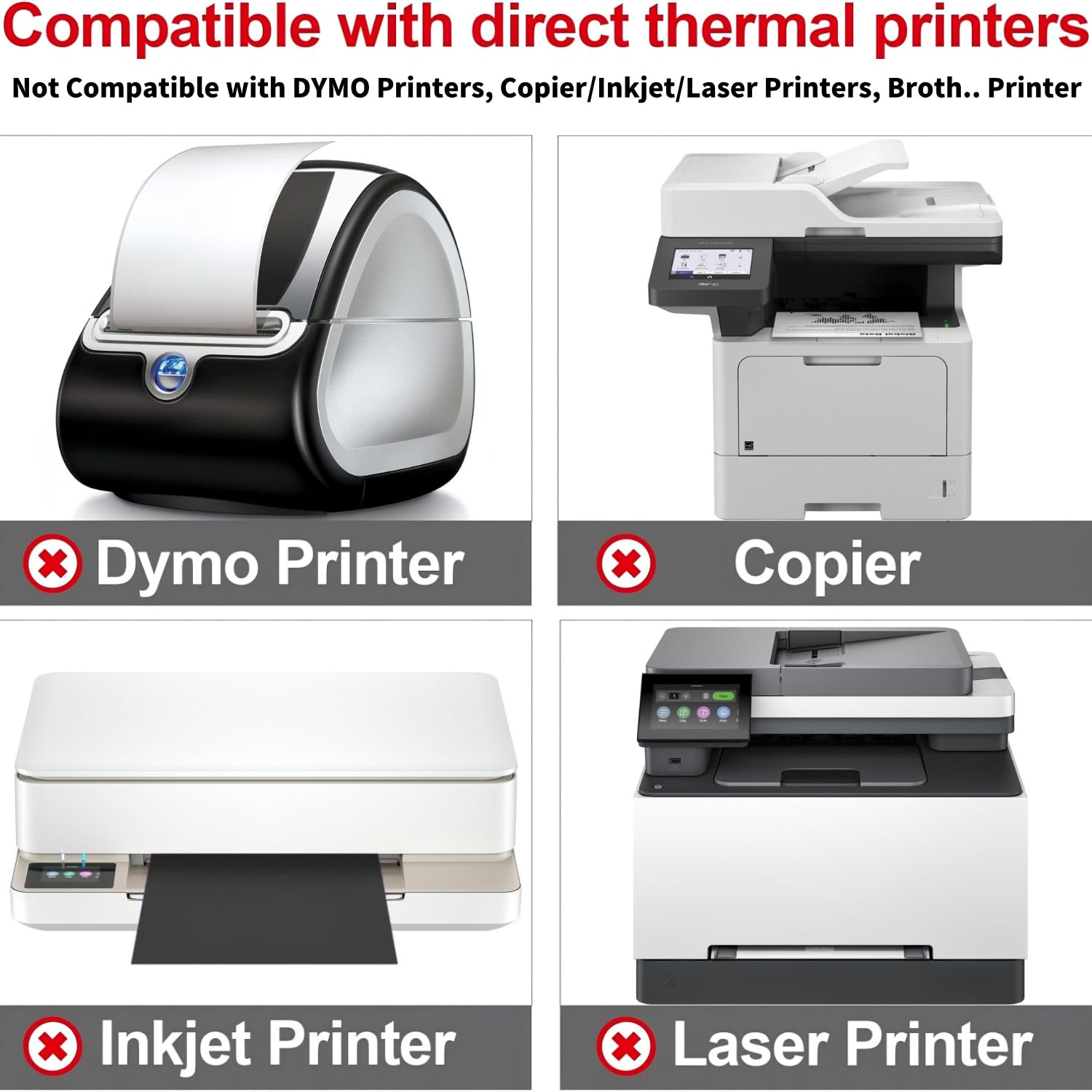 HUOJI Lot de 1000 étiquettes d'expédition thermiques sans BPA pour USPS, UPS, FedEx et Amazon FBA | Imperméables, résistantes aux déchirures et adhésif instantané