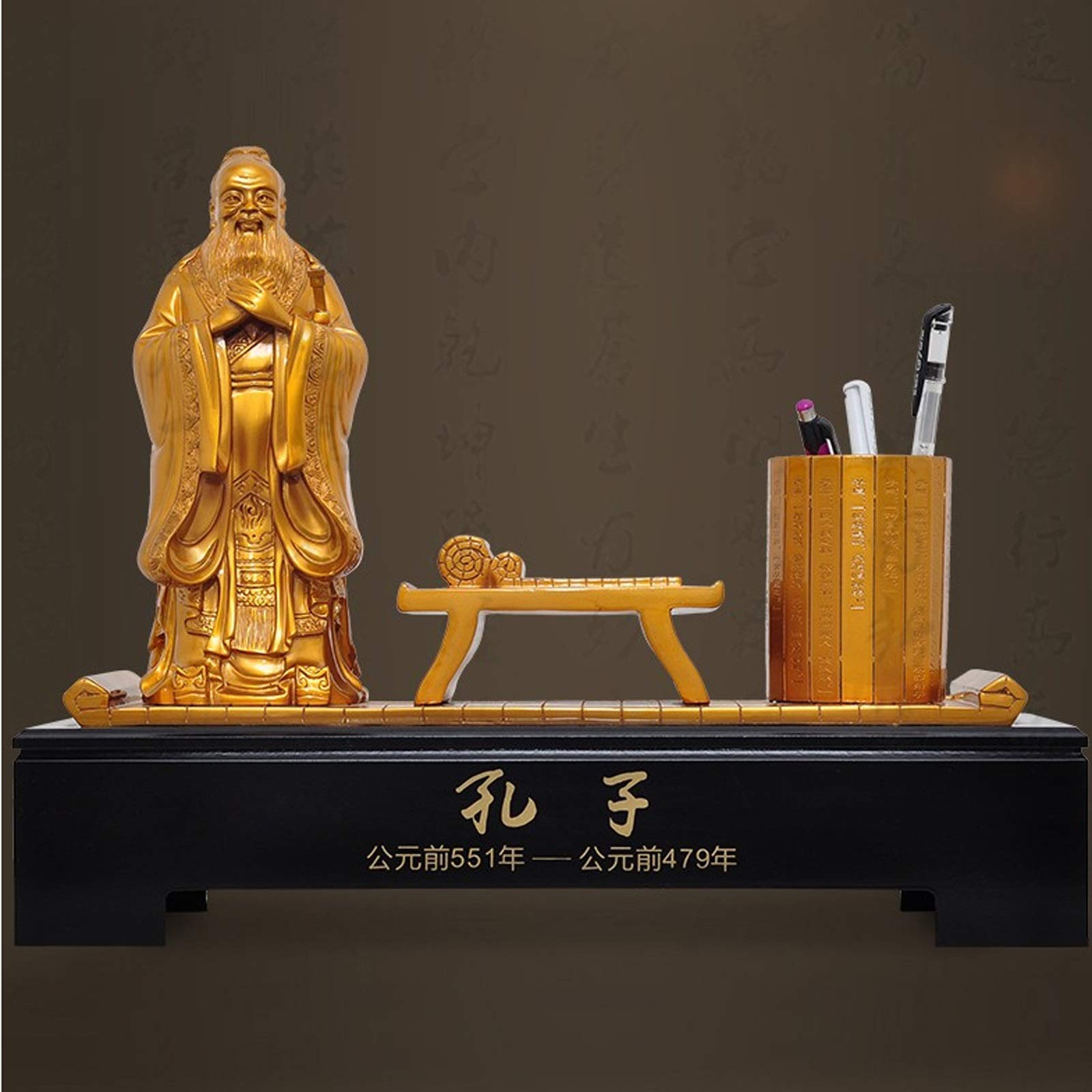 Stifthalter Schreibtisch Konfuzius Stift Bleistifthalter, chinesische Art Creative Stift Bleistifthalter Harzstift Container Schreibtisch Ornamente for Schreibtisch Home Ornamente (Golden) Schreibtisc