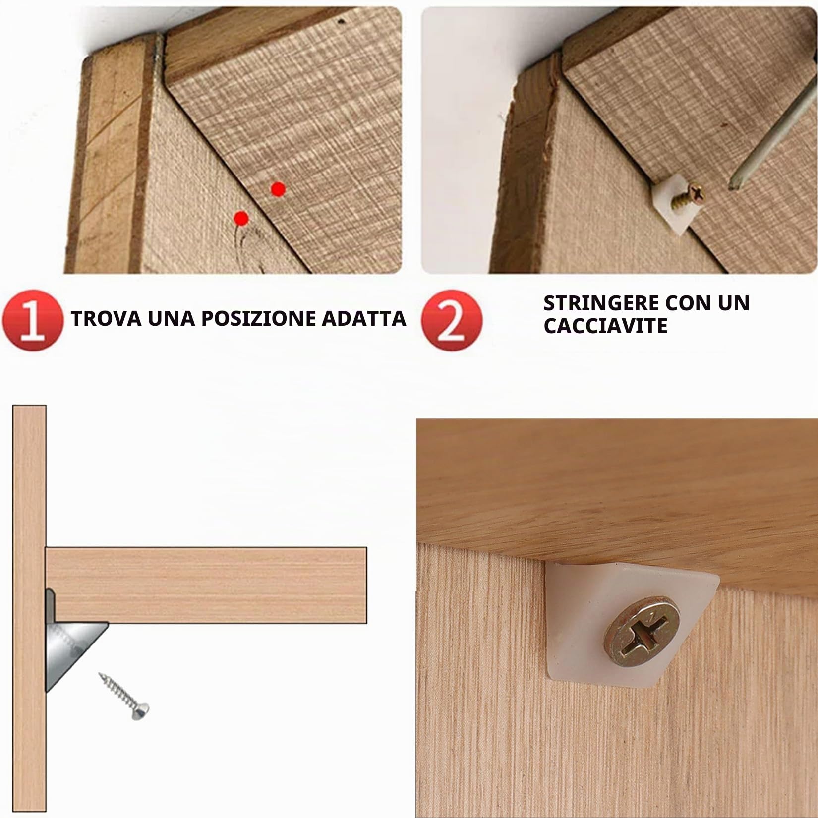 Ewwtrey 120 Pezzi Cunei di Fissaggio Stabilizzatori, Riparazione Cunei per Mobili per Ripara Cassetti, Cunei Mobili de Cassetto con Viti, Cunei di Cassetto pour Inferiore Riparazione Cedimenti