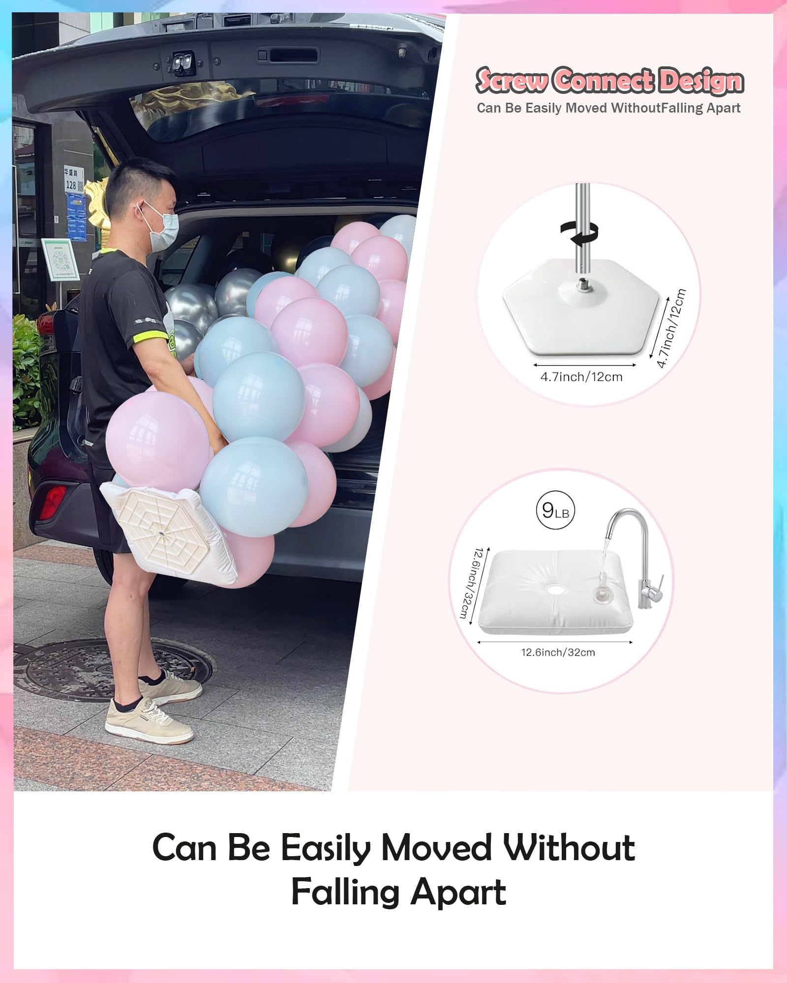 YALLOVE Ballonsäulenständer, 2er-Set Ballonständer mit 10-Zoll-Latexballons