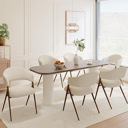 Miniatura 25 de Juego de 4 sillas de comedor, sillas de comedor tapizadas de estilo granja, sillas de cocina modernas de tela con pata de madera maciza, beige