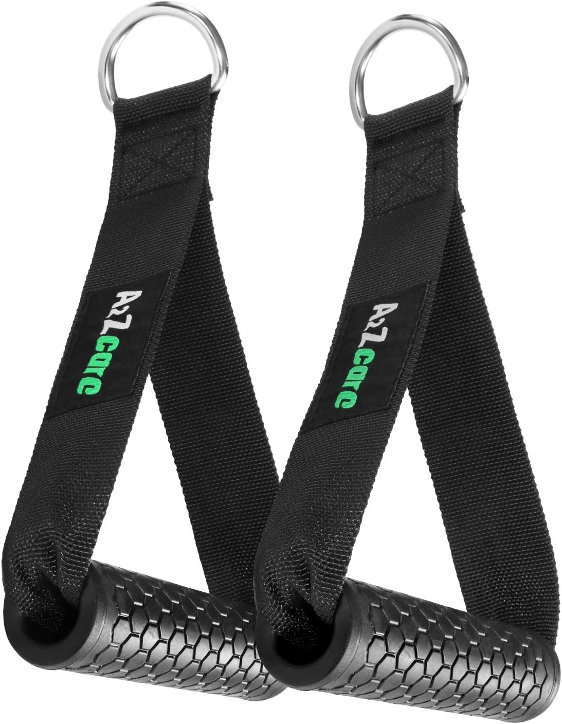 A2ZCARE Heavy Duty Exercise Handles with 2 D-Rings, Premium Exercise Hand Grips Attachment for Pulley LAT Pulldown System and Resistance Bands (Red) : Sports & Outdoors