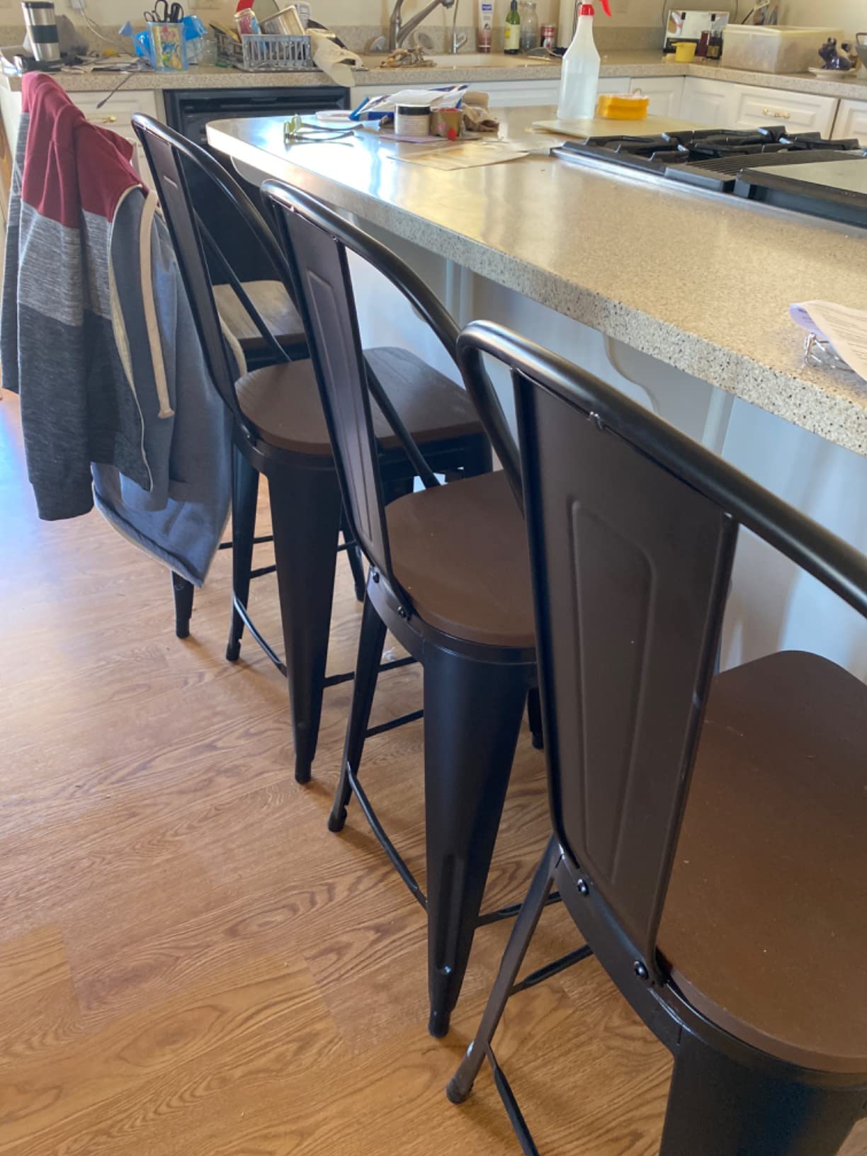 29/mo Finance Metal Bar Stools Set of 4, 24 inch Counter Height Bar
