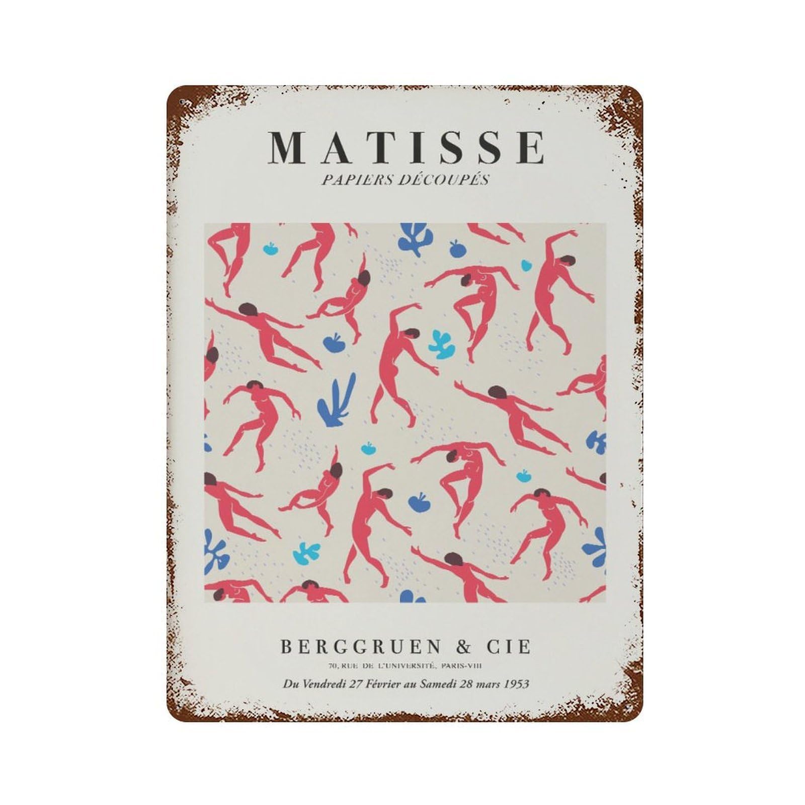 xiaoxiaoshen Matisse Dancing Figures Tate Modern Exhibition Wall Decor Art Metal Tin Poster Modern Home Decor Art Home Bar Shop Decorations Vintage Sign 40x30cm