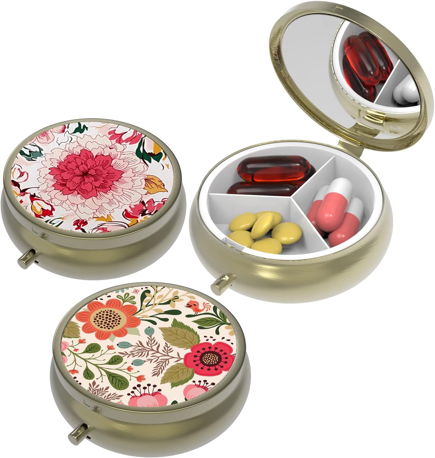 Cute Small Pill case for Pockets & Purses,Elegant Pill Box