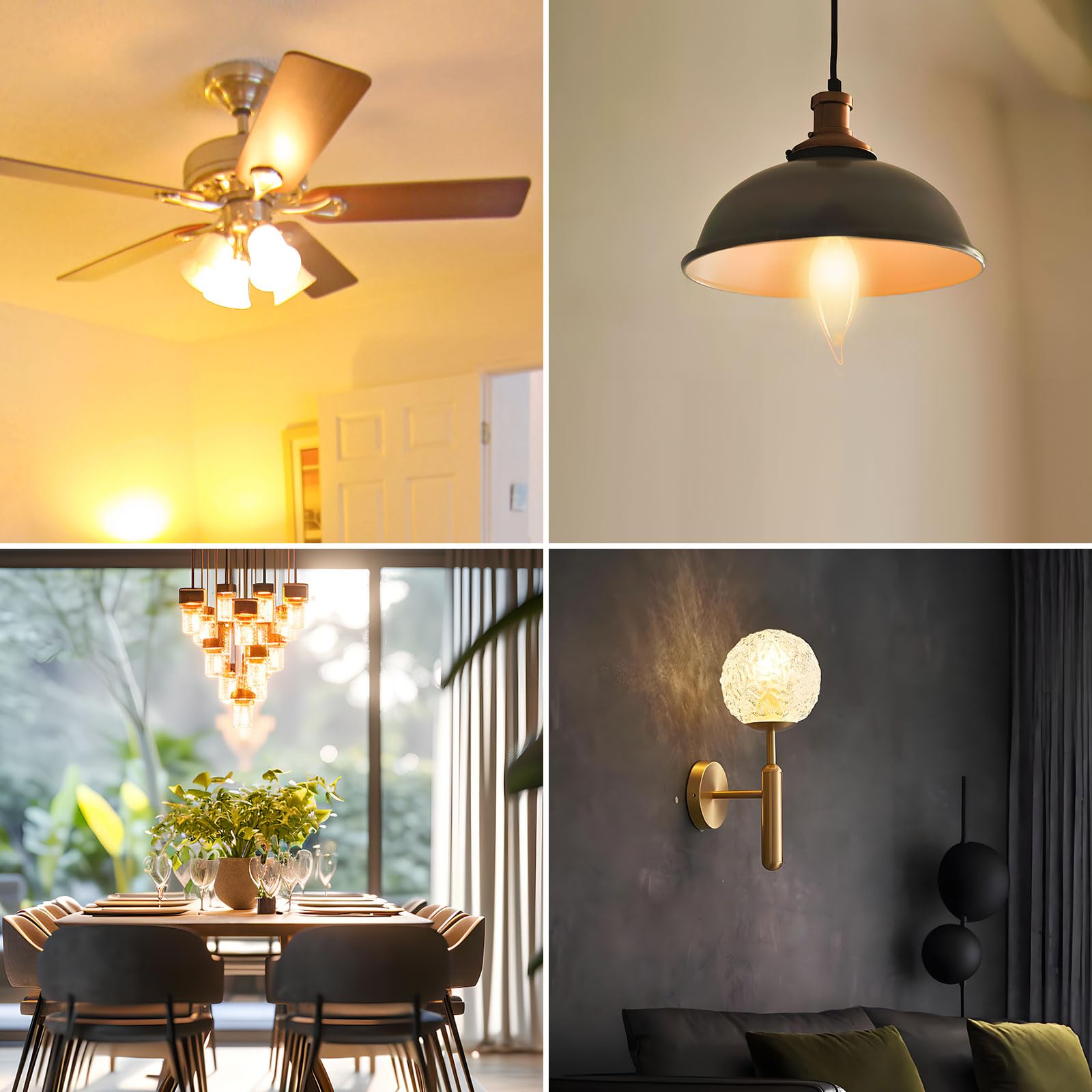 12-Pack E12 Candle Light Bulbs 40W Warm White CA10 Dimmable Chandelier Light Bulbs for Ceiling Fan Pendants or — view 4