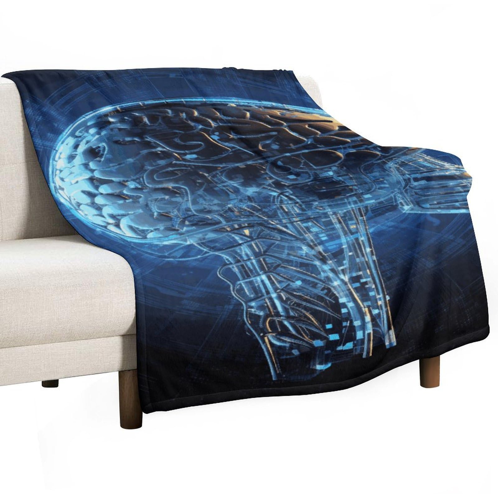 Couverture flanelle douce imprimé cerveau le cadeau idéal pour lit et voyage