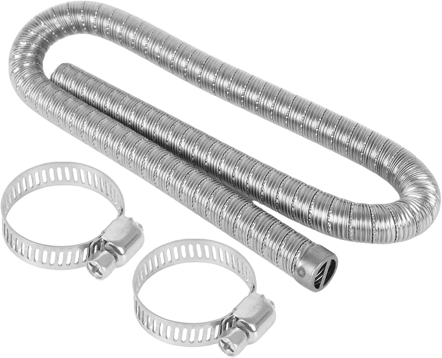 Dual-layer 304 Stainless Steel Air Diesel Heater Exhaust Pipe, Replaces 36061296 90394 with Clamps, for Webasto Eberspacher Diesel Parking Heaters (24mm - 1m)