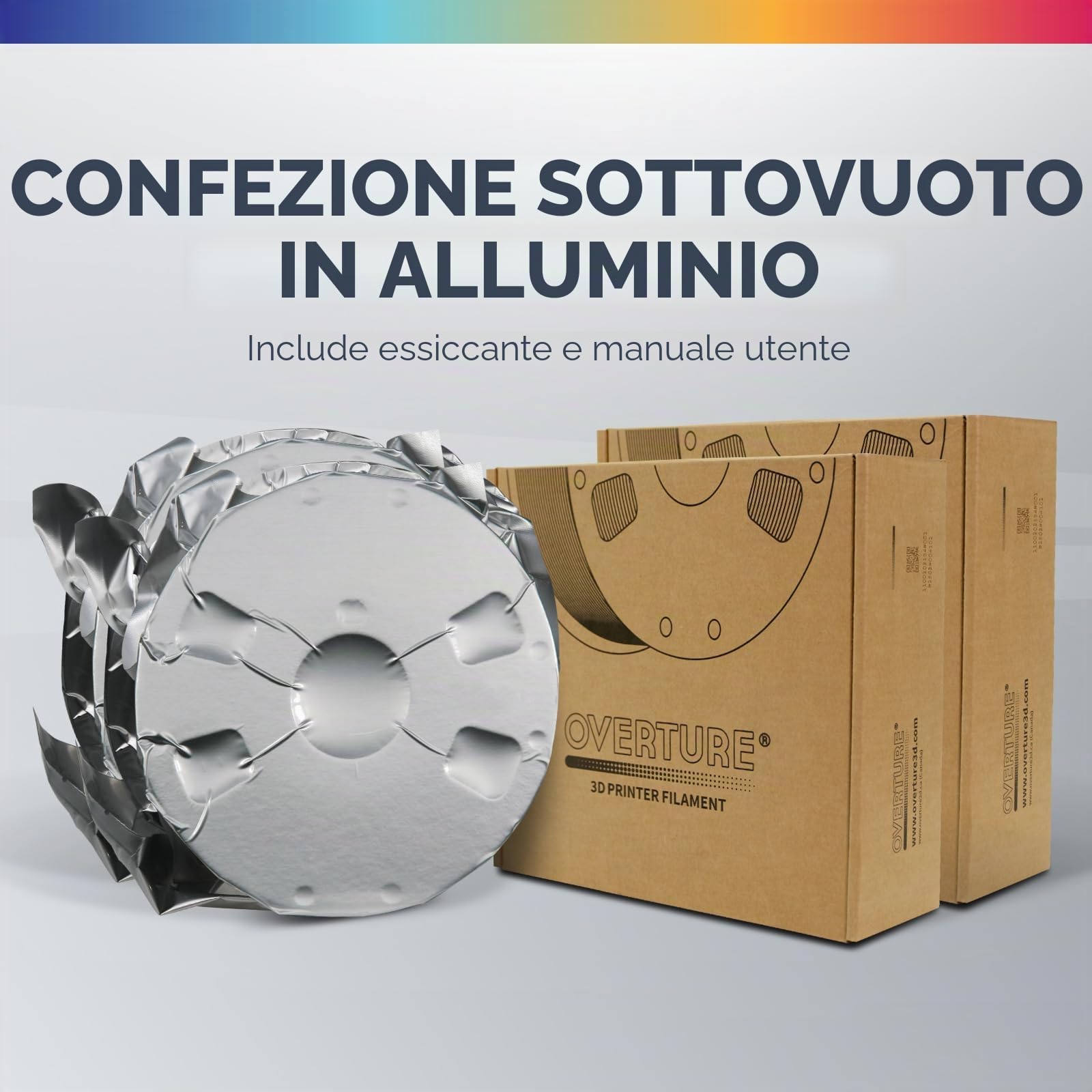 OVERTURE Filamento PETG 1.75mm, 2kg Bobina(4.4lbs), Neatly Wound Rapido PETG Filament per Stampante 3D, Precisione Dimensionale +/- 0.02 mm, 3D Printer Filamento (Bianco 1kg*2)