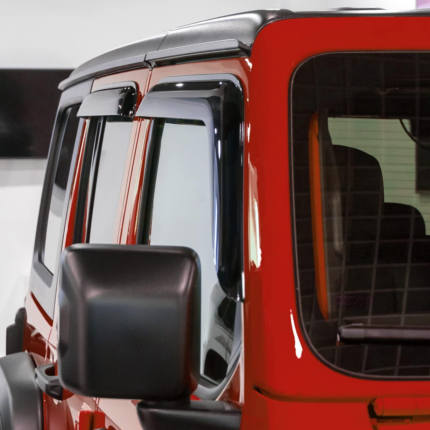 Voron Glass Tape-on Extra Durable Rain Guards for Jeep Wrangler 2018-2023 JL/Jeep Gladiator 2020-2023, Window Deflectors, Vent Window Visors, 4 Pieces - 120103