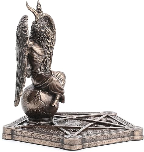 Miniatura 4 de Veronese Design Quemador de incienso Baphomet de 4 12 pulgadas, estatua de resina de pentagrama, acabado de bronce
