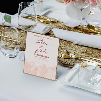 NIUBEE 8.5 x 11 Clear Acrylic Sign Holder, 6 Pack Gold Frames