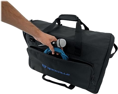 Miniatura 27 de Rockville TVB2732-2 Bolsa acolchada para 1 o 2 monitores LCD de 27-32 pulgadas, compartimentos dobles, divisores ajustables, correa de hombro