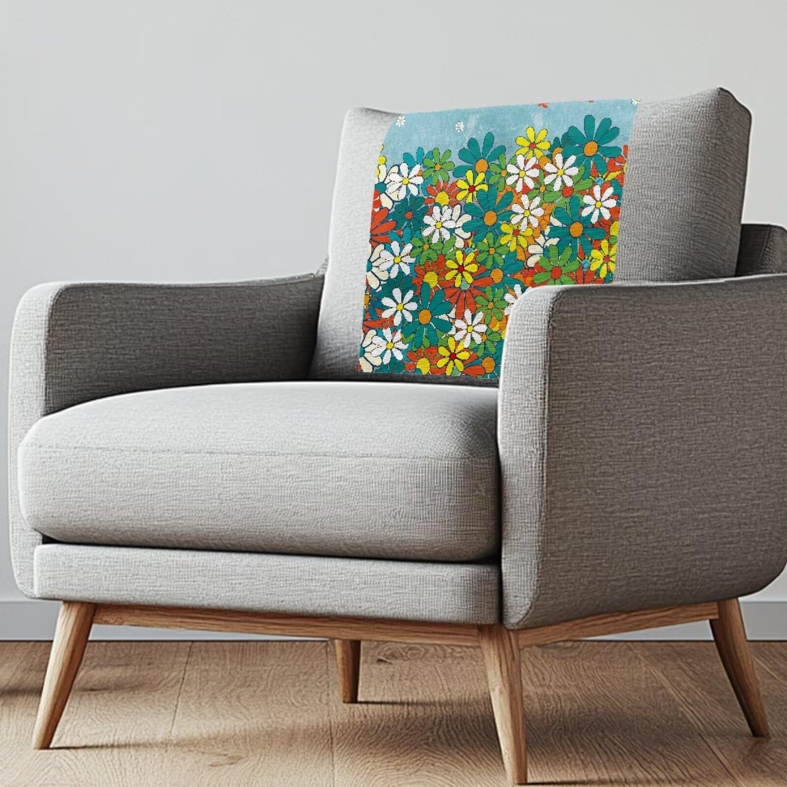 Maiyoinou Hippie Flower Sofa Headrest Protector with Fixing Nails Durable Skin Friendly Sofa Headrest Covers for Sofa Furniture Protectors 26.18