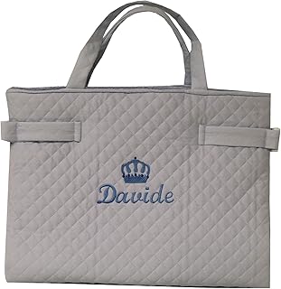 Nome Ricamato Personalizzato Fasciatoio Portatile Prima Infanzia Borsa Fasciatoio Cambio Neonati e Bimbi Accessorio Viaggio Idea Regalo per Neo Mamme e Battesimo (celeste)
